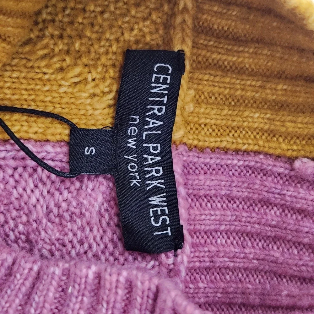 women's CENTRAL PARK WEST Savannah Two Faced Turtleneck pink/gold color block‎ S
